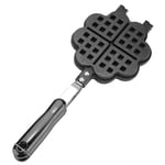 4 Slice Waffle Maker, 13.19 x 5.51in Mini Waffle Iron Heart Shape Waffle Baking Tool Waffle Maker Pan Baking Tool for Kitchen Stovetop Gas with Long Handle and Closing Latch
