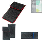 Protective cover for Huawei Enjoy P60 Pro dark gray red edges Filz Sleeve Bag Po
