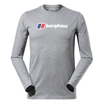 Berghaus Men's Organic Big Classic Logo Long Sleeve T-Shirt, Grey Marl, XS