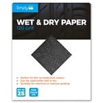 Simply WD0120 Wet & Dry Polishing Paper 120 Grit, Pack of 25, 230mm x 280mm, Perfect for DIY Car Bodywork Repairs, Machine, Manual Sanding, Furniture and Home Improvement