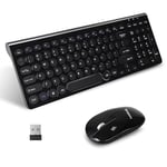 LeadsaiL KF29 Wireless Keyboard and Mouse Set, Wireless USB Mouse and Compact Computer Keyboards Combo, QWERTY UK Layout for HP/Lenovo Laptop and Mac-Black