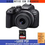 Canon EOS R10 + RF-S 18-45mm F4.5-6.3 IS STM + 1 SanDisk 32GB Extreme PRO UHS-II SDXC 300 MB/s + Guide PDF '20 TECHNIQUES POUR RÉUSSIR VOS PHOTOS