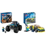 LEGO City Le Monster Truck Bleu, Jouet Camion Tout-Terrain et Minifigurine de Conducteur & 60383 City La Voiture de Sport Électrique, Jouet pour Garçons et Filles de 5 Ans