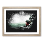 The Needle Of The Record Player Paint Splash Modern Art Framed Wall Art Print, Ready to Hang Picture for Living Room Bedroom Home Office Décor, Oak A2 (64 x 46 cm)