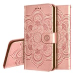 IMEIKONST iPhone XS Max Case Mandala Embossed Design PU Leather Bookstyle Phone Case Flip Notebook Wallet Card Slot Holder Magnetic Stand Cover for iPhone XS Max Mandala Rose Gold LD