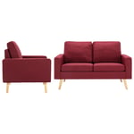 vidaXL 3056621 2 Piece Sofa Set Fabric Wine Red (288700+288710)