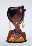 StealStreet SS-CG-62803, 6.38 Inch Black Glam Girl with Purple Flower Makeup Holder Vase, Yellow