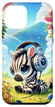iPhone 12 mini Kawaii Zebra Headphones: The Zebra's Rhythm Case