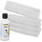 4 x KARCHER WV55 Window Vac Vacuum Cloths Covers Glass Pads + Cleaning Fluid