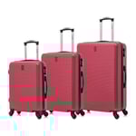 Set av resväskor 3 delar - CELIMS - Bordeaux - ABS - 4 hjul - Kombinationslås Bordeaux