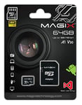 Magix Carte Mémoire microSD 64Go Classe 10 V30 U3, Vitesse de Lecture Allant jusqu'à 95 Mo/s, 4K Series (Adaptateur SD inclus)