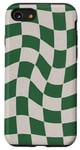 iPhone SE (2020) / 7 / 8 Retro Wavy Forest Sage Green Checkered Checkerboard Case