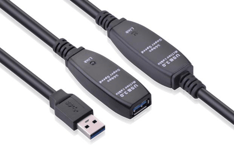 Aktiv USB 3.0 Forlenger 20m, svart