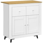 HOMCOM Sideboard Storage Cabinet, Modern Kitchen Cupboard with Double Doors and Drawers for Dining Room, Living Room and Entryway, White