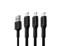 GC Ray LED | SET 3x 2m Lightning Câble Nylon Chargeur Cable pour Apple iPhone 12 11 SE Pro/Max | iPhone X XR XS Max | iPhone 8 7 Plus | iPhone 6 6S 5 5C 5S Plus | iPad Air/Pro/Mini | iPod
