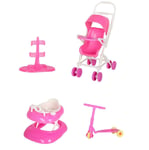 Doll Accessories Set Toy House Doll Accessories With Baby Stroller Walker Scooter Doll Stand For Doll Toy Dolls