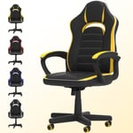 DEVOKO Gaming Chair Office Ergonomic Height Adjustable Home with Universal Wheels,Yellow - Yellow