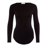 FALKE Women's Fine Cotton Crew Neck W BO Soft Fabric Longsleeved 1 Piece Shapewear Bodysuit, Black (Black 3009), XL 46-48