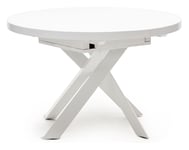 Kave Home Vashti Uttrekkbart bord, Hvitt glass og MDF, Ø120x120