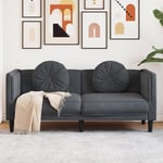 2-personers sofa med hynder velour mørkegrå