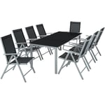 Tectake (light grey) Garden Table and chairs furniture set 8+1 - Grey