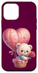 iPhone 12 mini Valentine Teddy Bear Pink Flower Hot Air Balloon Case