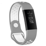 Fitbit Charge 3 breathable bi-color silicone watch band - Grey / White
