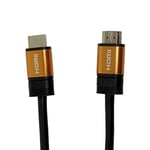APM 590465 HDMI Cable 1.8 m 2.0 Ultra HD 4K Ethernet - HDMI Cable Long Connectors Male/Male Connectors - TV and Video Accessories - Exceptional Resolution 4 x 2160p - 3D Management - Black and Gold
