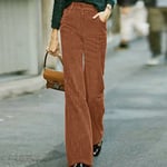 Women Flare Wide Leg Solid Pants Corduroy Culottes High Waist Trousers Plus Size