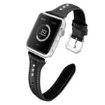 Apple Watch Series 5 44mm crystal genuine leather watch band - Black