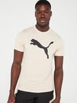 Puma Mens Training Fav Heather Cat Logo T-Shirt - Beige, Beige, Size S, Men