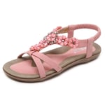 Women's Summer Sandals Casual Comfortable Flip Flops Beach Shoes Ankle T-Strap Flat Sandals for Women,Pink,45