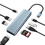 Hub USB 9 en 1 avec Deux moniteurs, Adaptateur USB C multiport, hub USB C avec 4K HDMI, 3 USB 3.0, USB 2.0, USB C 3.0, 100 W PD, Lecteur de Carte SD/TF, Compatible avec MacBook Pro/Air