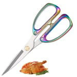 Kitchen Scissors for Left Right Handed Stainless Steel Cooking Scissors Heavy Duty Sharp Shears Multi Purpose for Food Poultry Fish Meat Vegetables Herbs BBQ Non Slip Grip Dishwasher Safe Great Color