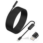 Endoskop för iPhone, ILIHOME Inspektionskamera med 5,5 mm Lins för, 5 Meter Halvstyv Kabel Boroskop IP68 Vattentät 5m