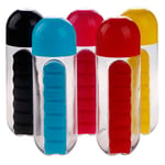 2in1 Sport Water Bottle Built-in Daily 7 Pill Box Vitamin Red