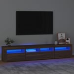 Meuble tv avec lumières led Chêne marron 210x35x40 cm
