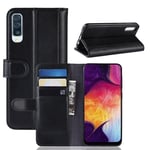 Äkta Läderfodral Samsung Galaxy A50 Svart