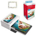 AGFA PHOTO Pack Imprimante Realipix Moments + Cartouches et papiers 80 photos + Joli cadre magnetique - Impression Bluetooth Photo 10x15 cm, iOS et Android, 4Pass Sublimation Thermique - Blanc