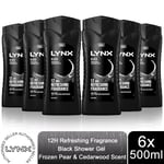 Lynx Black 12H Refreshing Energy Boost Shower Gel Bodywash, 3x or 6x 500ml