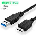 Câble USB Micro B Type-A vers USB 3.0 Connecteur de câble Micro B Câble de disque dur externe 5 Gbps pour câble d'ordinateur de disque dur, Noir - 0,3 m