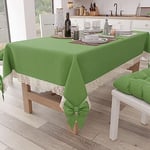 PETTI Artigiani Italiani - Nappe Rectangulaire Tissu avec Dentelle de Saint-Gall, Nappes de Table en Coton 6 Places, 140x180 cm, Vert, Accessoires De Cuisine 100% Made in Italy