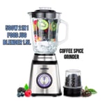 2 in 1 Food Jug Glass 1.5L Smoothie Blender Coffee/Spice Grinder Ice Crusher