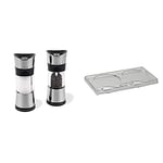 Cole & Mason H306598P Horsham Chrome Salt and Pepper Mills / H306119 Ramsgate Clear Salt and Pepper Mill Tray | Bundle | Lifetime Mechanism Guarantee - Mills