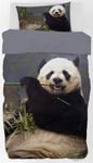 Panda sängkläder - 150x210 cm - Stor och söt pandabjörn - 100 % bomullssängkläder