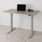 Höj och sänkbart skrivbord PREMIUM, 2-motorigt, grått stativ, ek bordsskiva 180x80cm