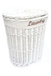 Oval Wicker Laundry Basket Bin Cotton Lining Lid Large 37 x50 x 55 cm