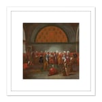 Vanmour Meal Honour Ambassador Cornelis Calkoen 8X8 Inch Square Wooden Framed Wall Art Print Picture with Mount