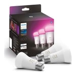 Philips Hue White and Colour Ambience E27 Smart Bulb 9W Bluetooth/Zigbee 3 pack