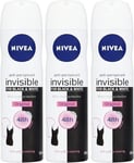 Nivea Women Invisible Deodorant Black & White Spray, 150ml  x 3